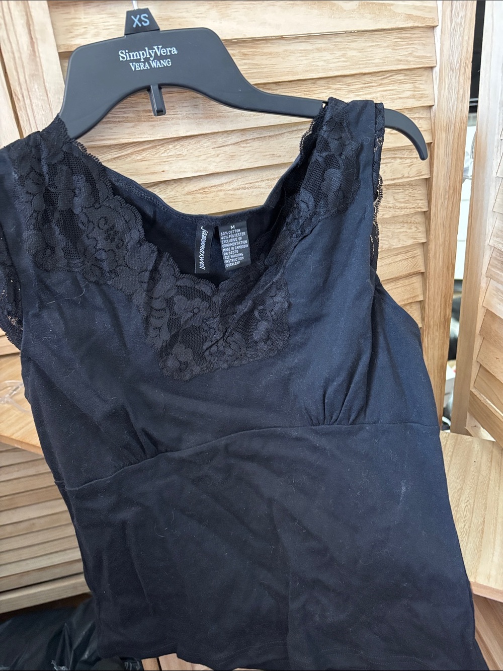 Jason Maxwell Black Lace-Trim Top Medium